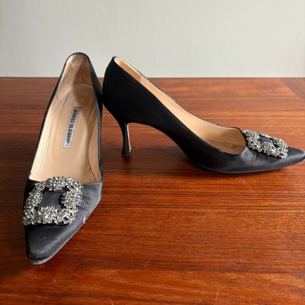 Manolo Blahnik Jeweled Gala Kitten Heel, 38.5